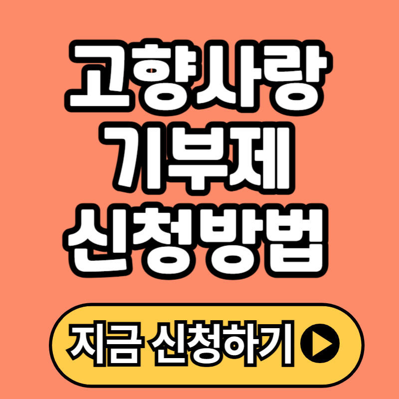 고향사랑기부제 2025 혜택 및 신청 방법 총정리