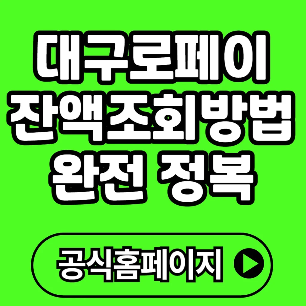대구로페이 잔액조회 방법 완전정복(+관리 꿀팁, 공식 사이트 등)