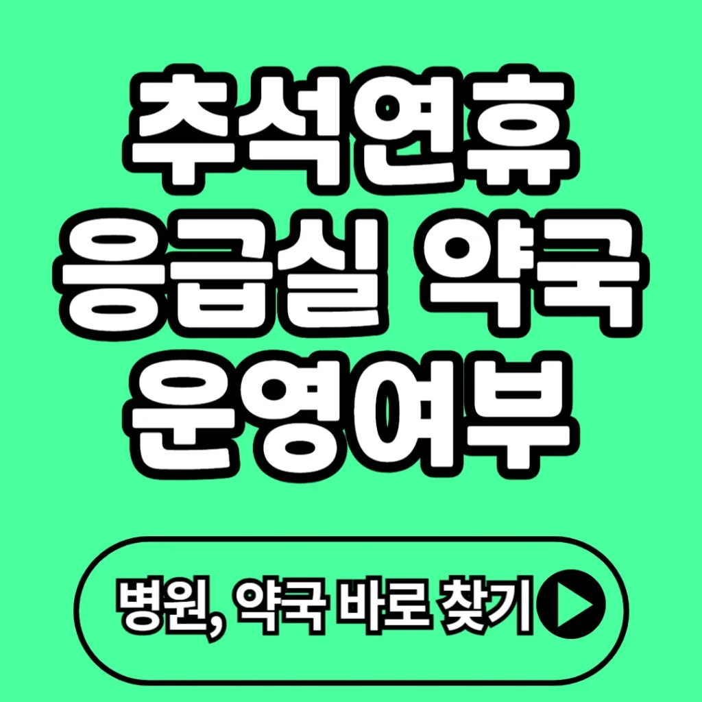 추석 응급실 운영 2025년｜추석 연휴 기간 병원·약국 어디 열었는지 확인하는 방법 총정리